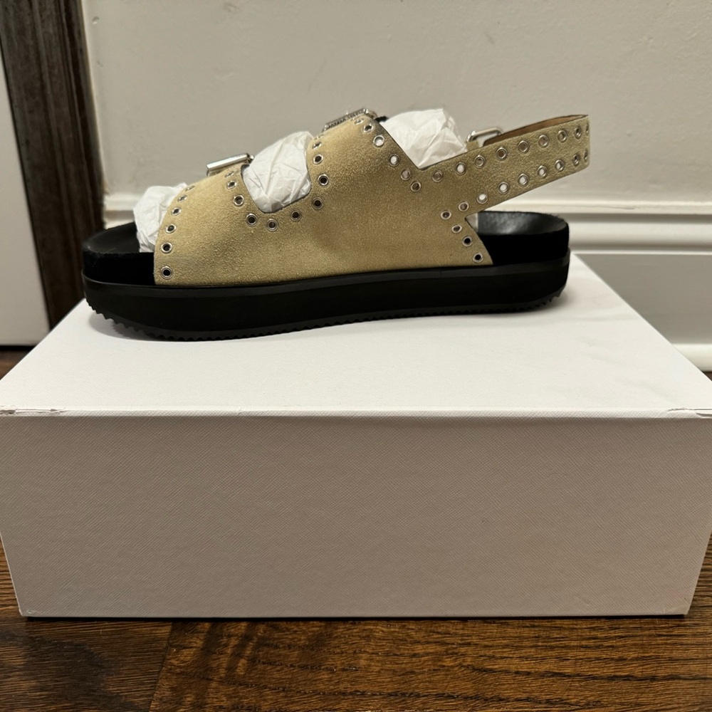 Isabel Marant Ecru Velvet Eyelet Sandals - Picture 2 of 7